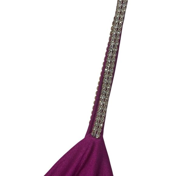 NWOT Xscape | Pink Satin Embellish Strap Long Formal Cocktail And Party Dress 4 - Picture 8 of 13